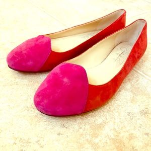 Shoes of Prey Red/Pink Suede Flats